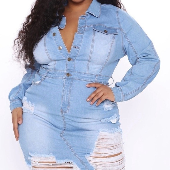 Fashion Nova Dresses & Skirts - Fashion Nova Denim midi dress Stretchy women’s size 3X plus size